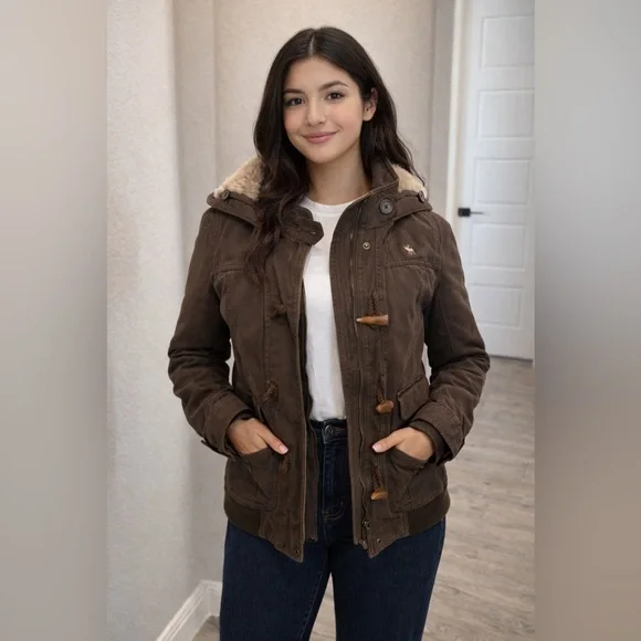 ABERCROMBIE Y2K FAUX FUR UTILITY JACKET - Picture 1 of 12